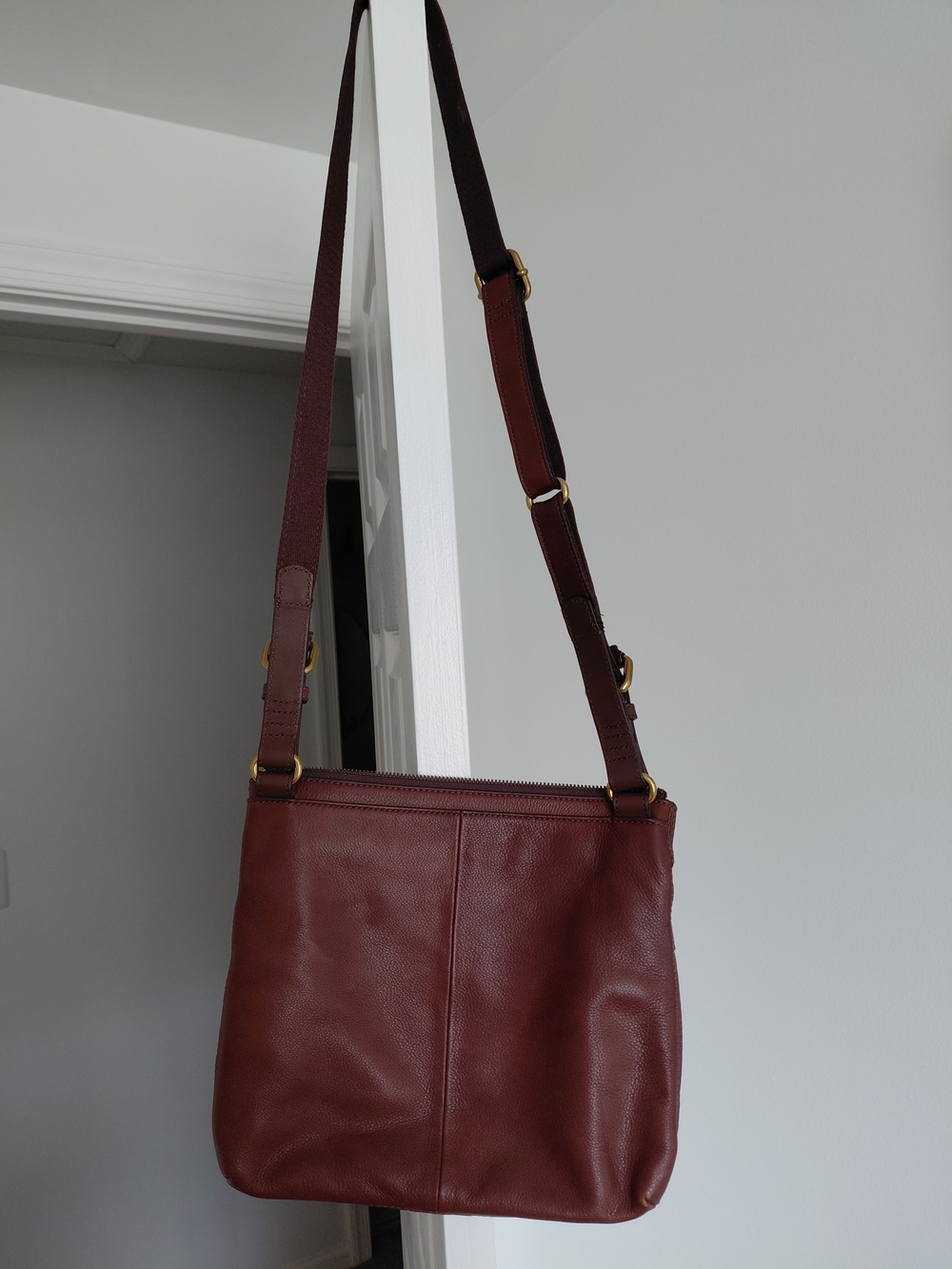 Fossil Chestnut Brown Leather Crossbody Bag